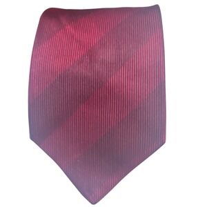 Burberry London Silk Tie Burgundy Diagonal‎ Ribbed Stripe Classic Italy